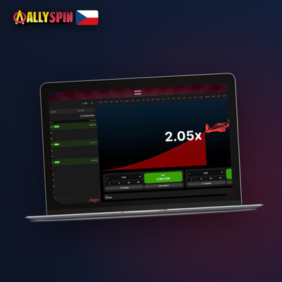 Sloupcový graf s historií násobičů z kol Aviator demo v Allyspin Casino