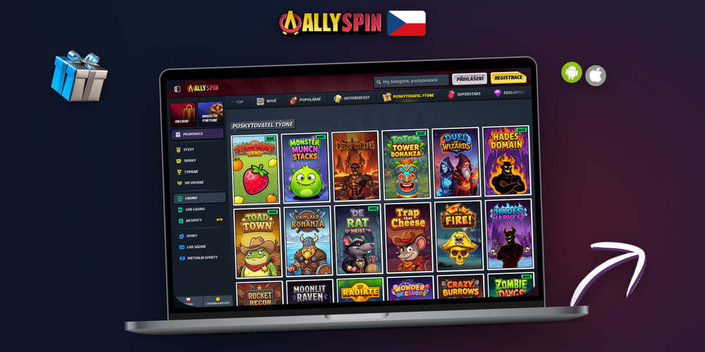 Allyspin Casino pro počítač s plnou knihovnou slotů na širokém monitoru